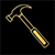 Construction claw hammer tool gold icon