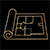 Home construction blueprint plans gold icon
